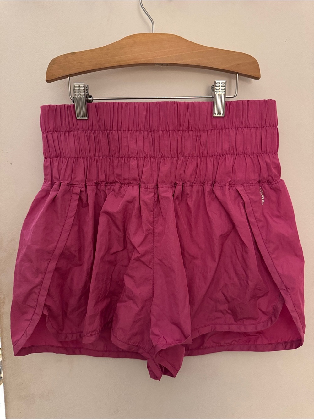 Free People Smocked High-Waist Hot Pink Athletic Shorts